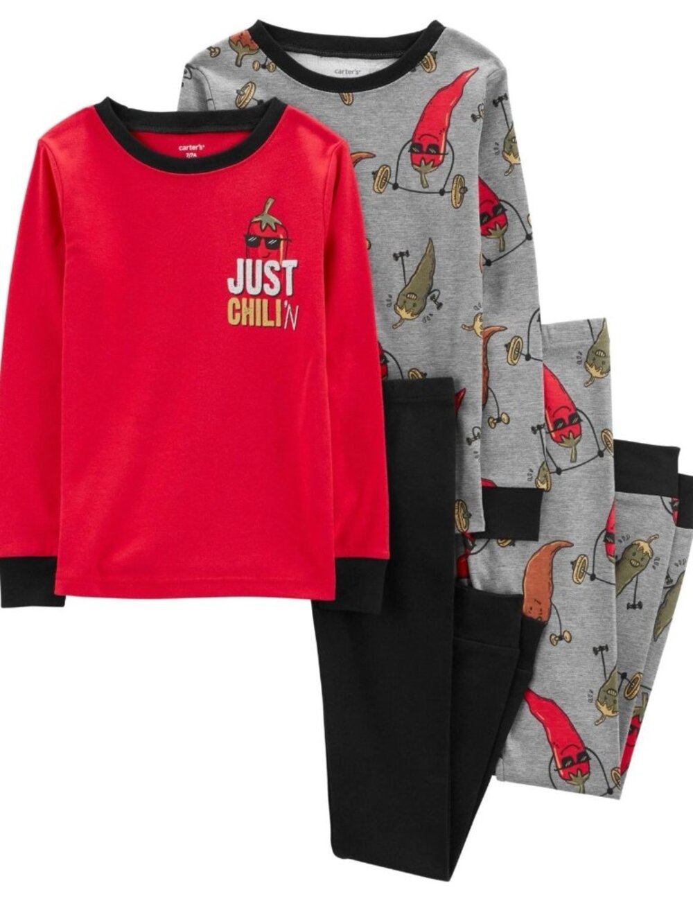 (NTW) Carter's Kid 4-Piece Pepper 100% Snug Fit Cotton Pajamas